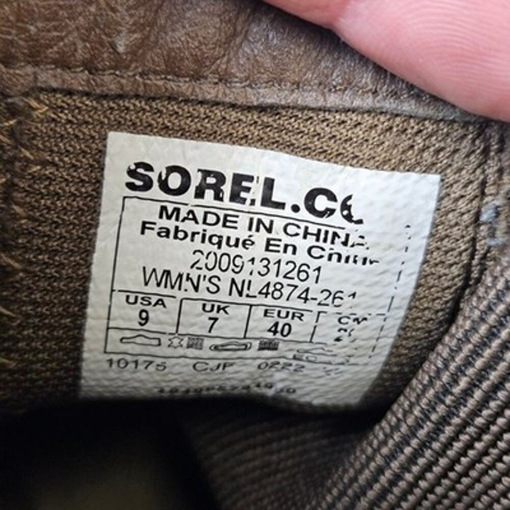 SOREL Hi-line Chelsea Boots Women's Tan Leather US 9 Platform Block Heel Ankle - Picture 7 of 7